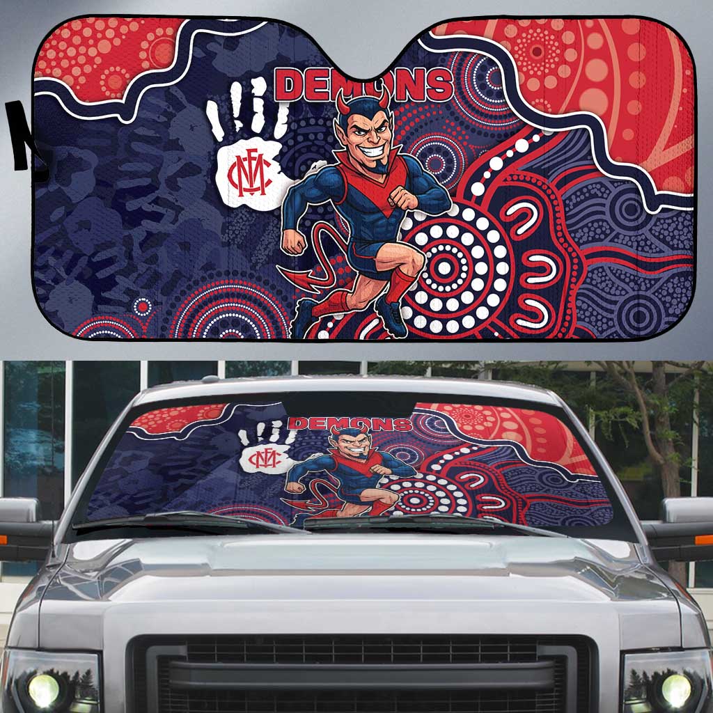Demons Football Auto Sun Shade Aboriginal Dot Art Pattern