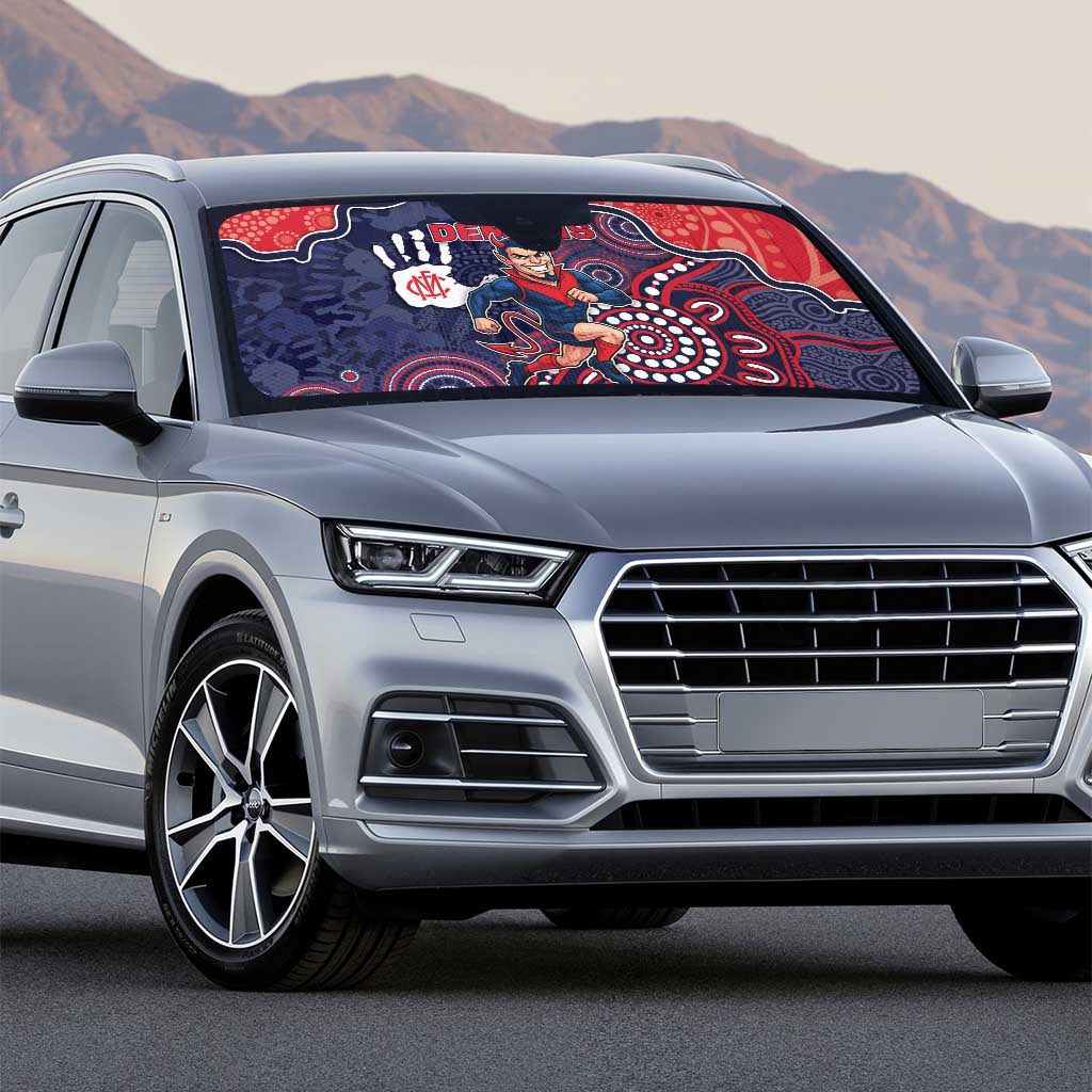 Demons Football Auto Sun Shade Aboriginal Dot Art Pattern