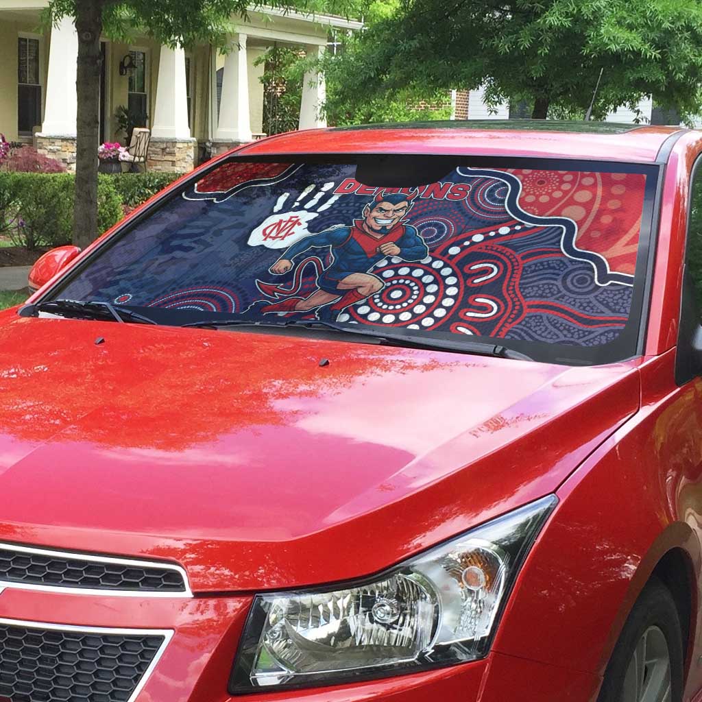 Demons Football Auto Sun Shade Aboriginal Dot Art Pattern