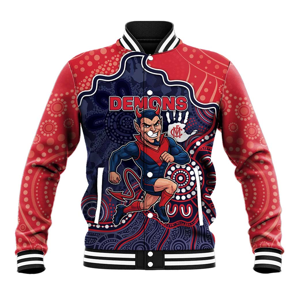 Custom Demons Football Baseball Jacket Aboriginal Dot Art Pattern