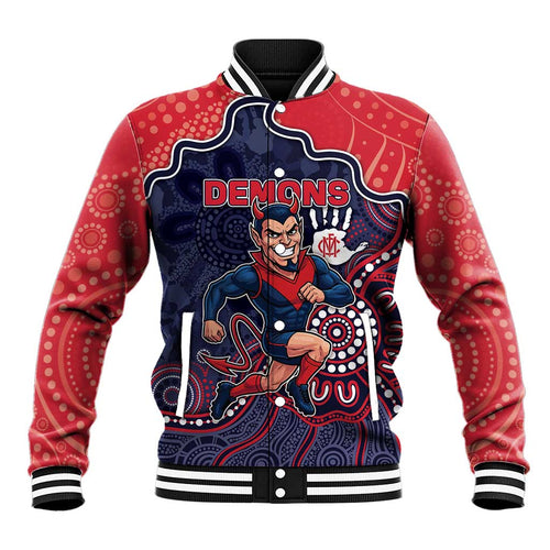 Custom Demons Football Baseball Jacket Aboriginal Dot Art Pattern