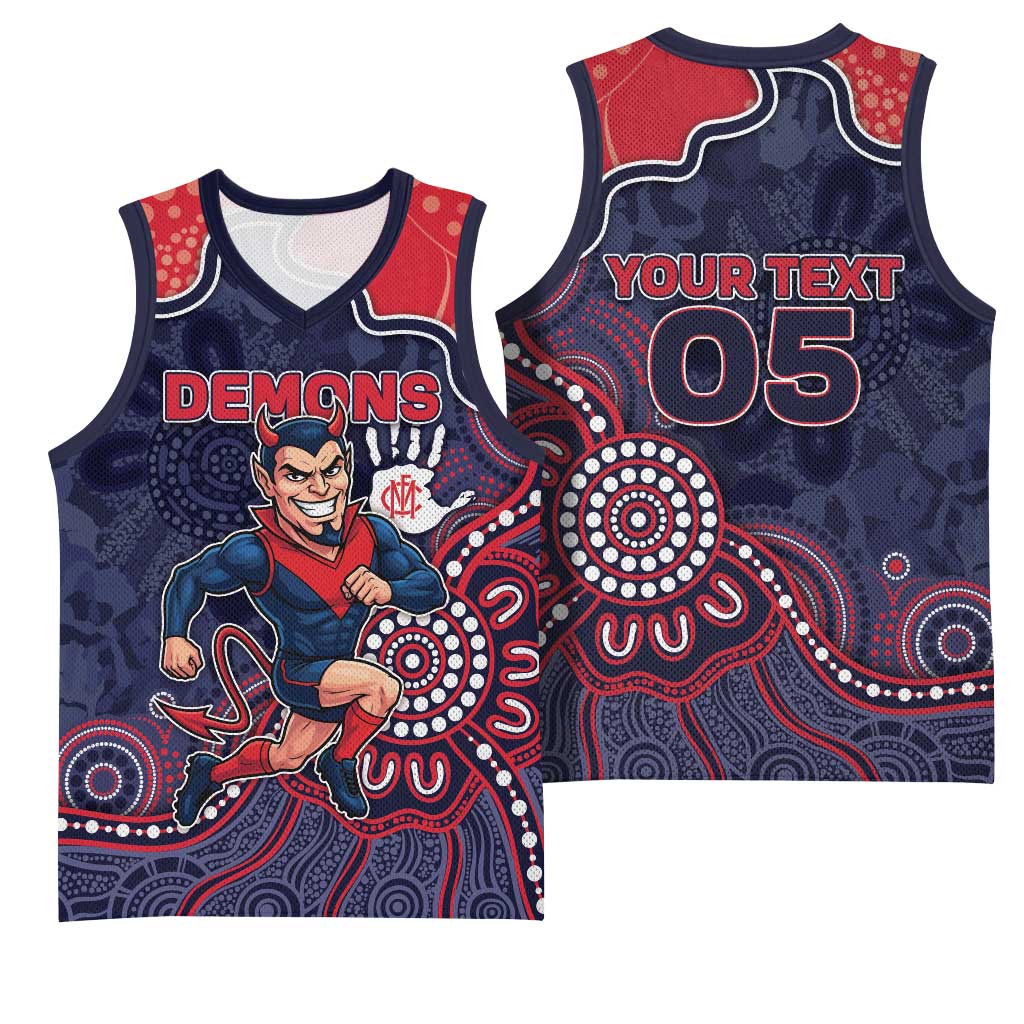 Custom Demons Football Basketball Jersey Aboriginal Dot Art Pattern