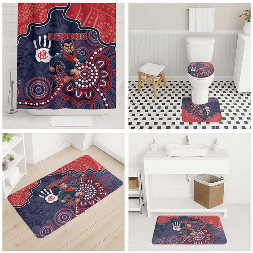 Demons Football Bathroom Set Aboriginal Dot Art Pattern