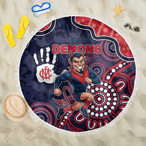 Demons Football Beach Blanket Aboriginal Dot Art Pattern