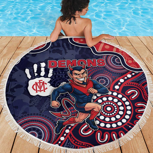 Demons Football Beach Blanket Aboriginal Dot Art Pattern