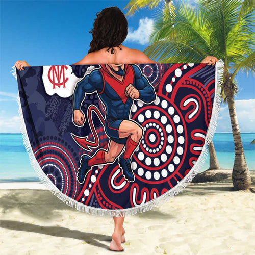 Demons Football Beach Blanket Aboriginal Dot Art Pattern