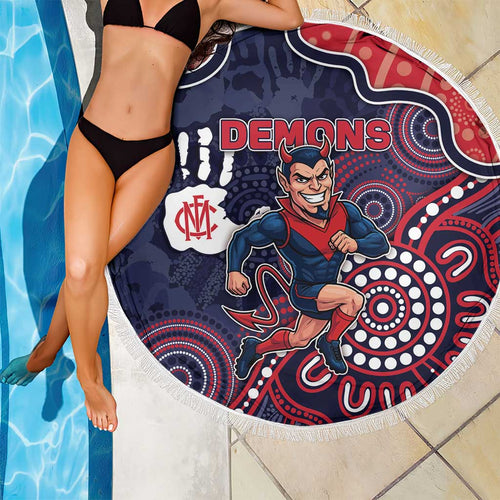 Demons Football Beach Blanket Aboriginal Dot Art Pattern