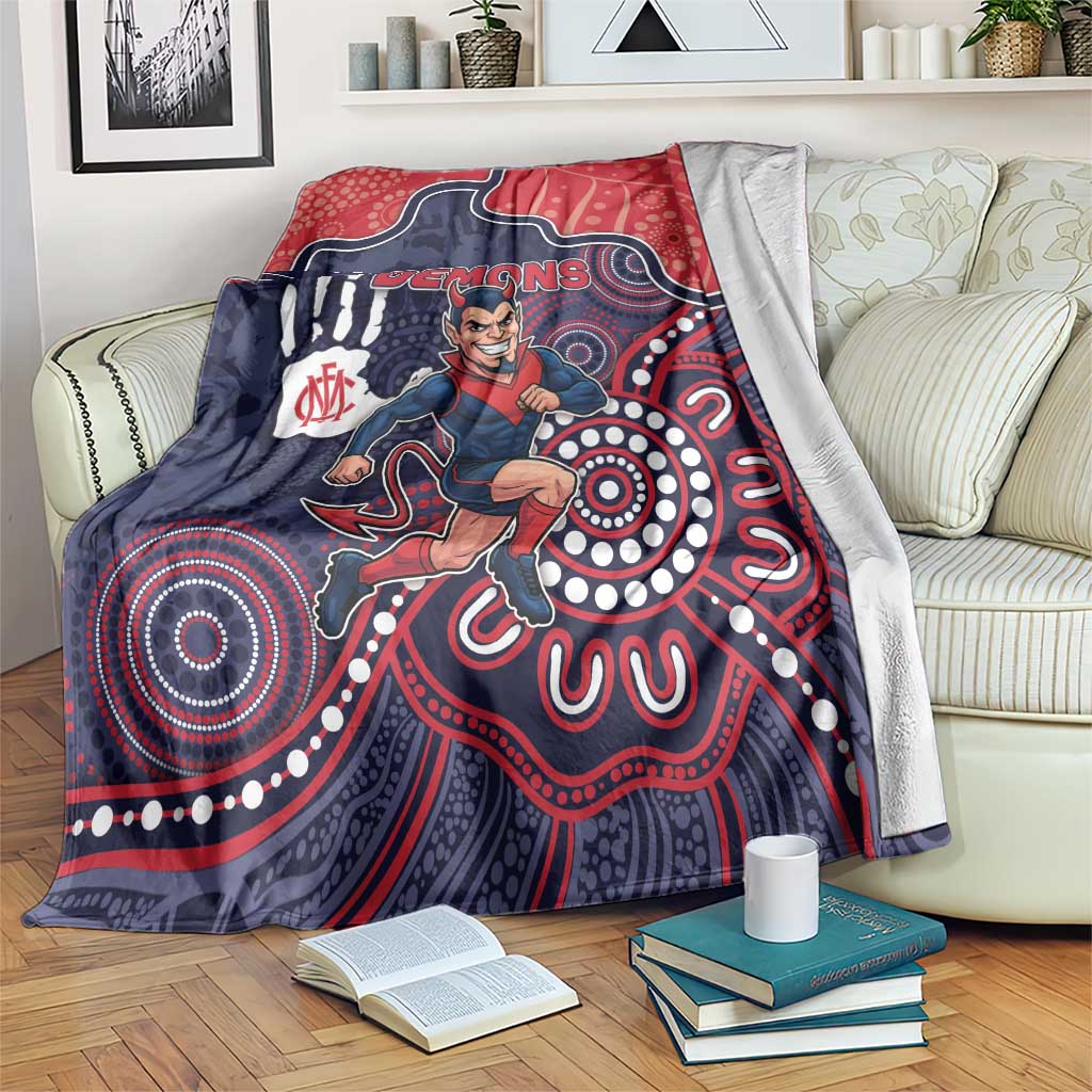 Demons Football Blanket Aboriginal Dot Art Pattern