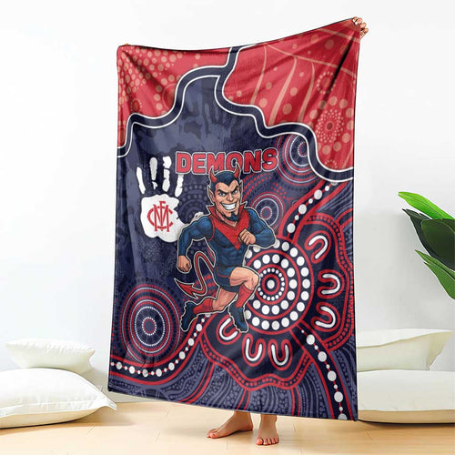 Demons Football Blanket Aboriginal Dot Art Pattern