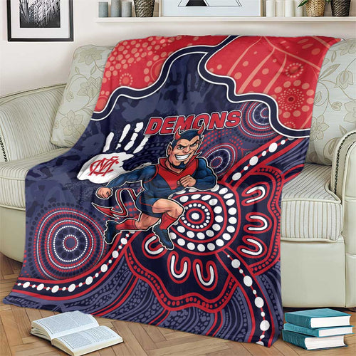 Demons Football Blanket Aboriginal Dot Art Pattern
