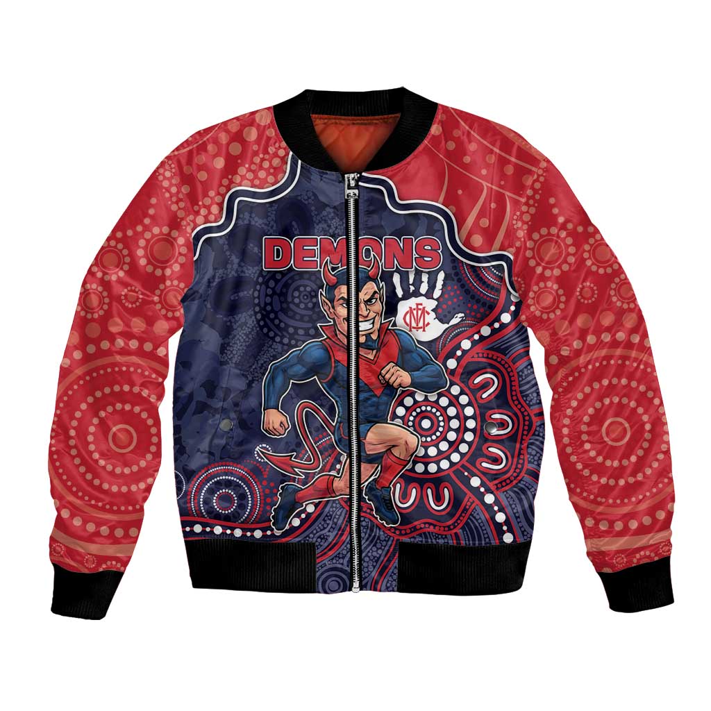 Custom Demons Football Bomber Jacket Aboriginal Dot Art Pattern