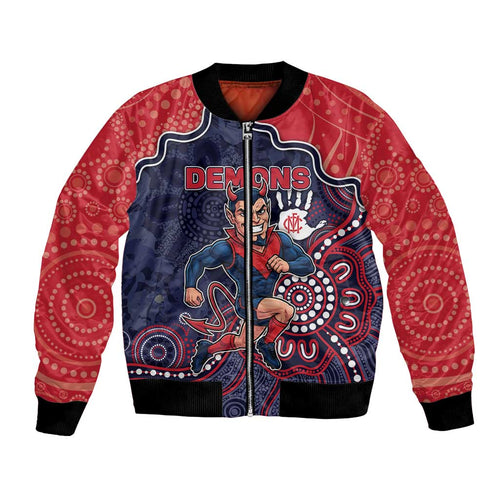 Custom Demons Football Bomber Jacket Aboriginal Dot Art Pattern