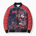 Custom Demons Football Bomber Puffer Jacket Aboriginal Dot Art Pattern