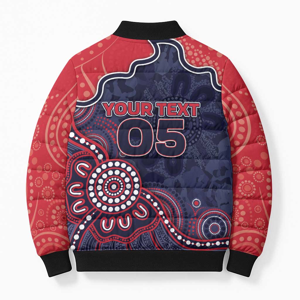 Custom Demons Football Bomber Puffer Jacket Aboriginal Dot Art Pattern