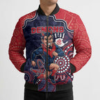 Custom Demons Football Bomber Puffer Jacket Aboriginal Dot Art Pattern