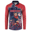 Custom Demons Football Button Sweatshirt Aboriginal Dot Art Pattern