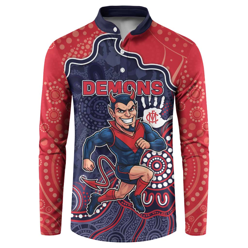 Custom Demons Football Button Sweatshirt Aboriginal Dot Art Pattern