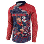 Custom Demons Football Button Sweatshirt Aboriginal Dot Art Pattern