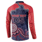 Custom Demons Football Button Sweatshirt Aboriginal Dot Art Pattern