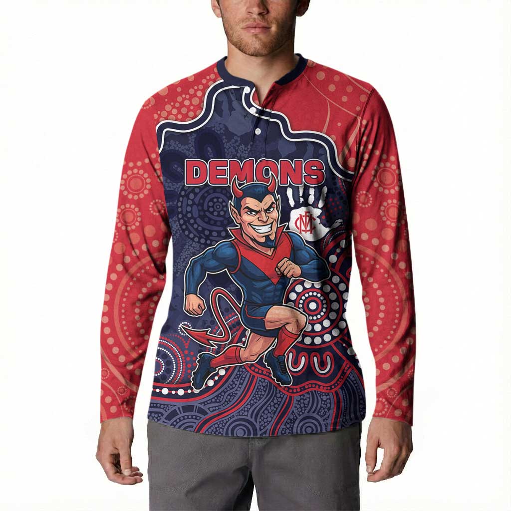 Custom Demons Football Button Sweatshirt Aboriginal Dot Art Pattern
