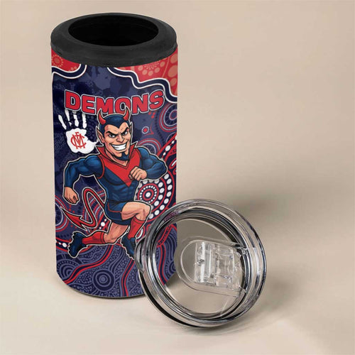 Custom Demons Football 4 in 1 Can Cooler Tumbler Aboriginal Dot Art Pattern
