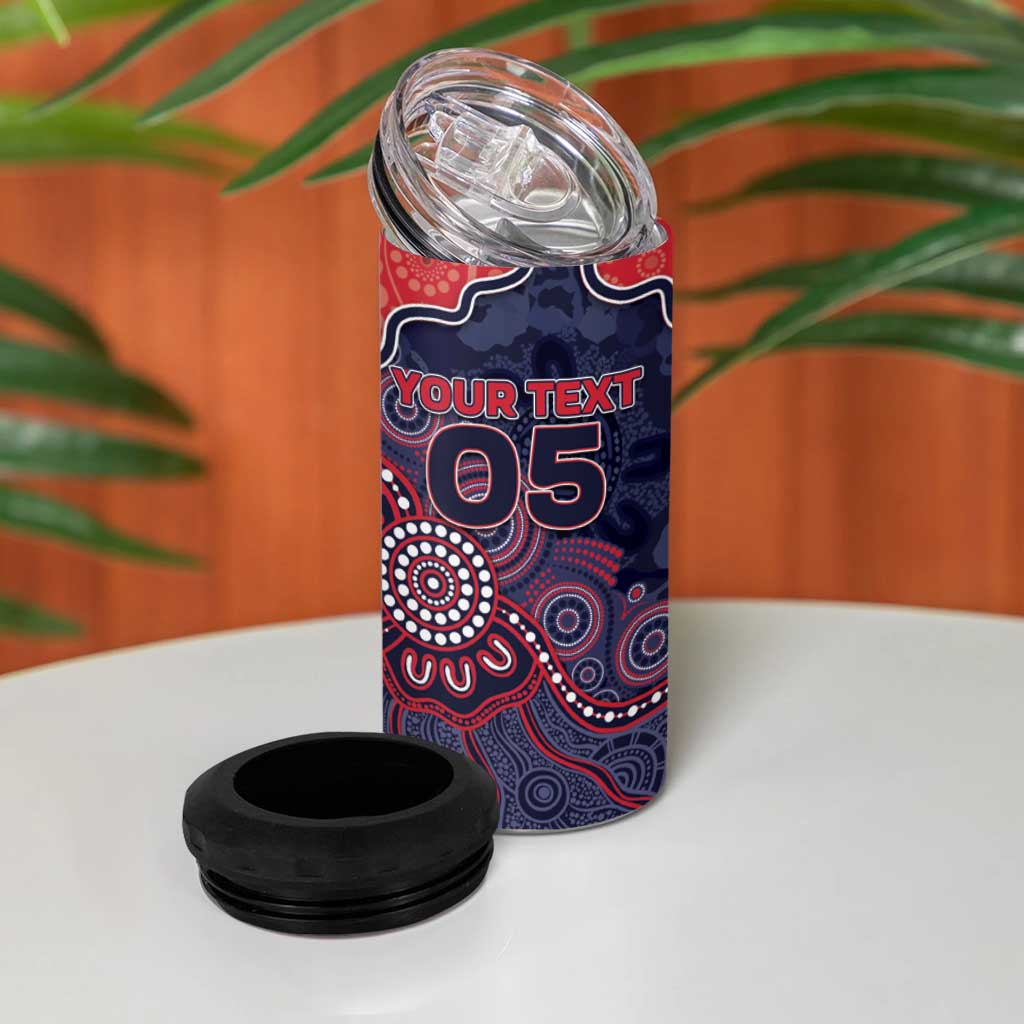 Custom Demons Football 4 in 1 Can Cooler Tumbler Aboriginal Dot Art Pattern