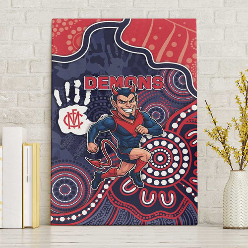 Demons Football Canvas Wall Art Aboriginal Dot Art Pattern