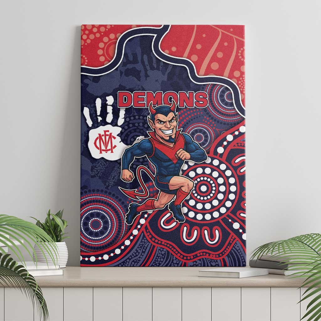 Demons Football Canvas Wall Art Aboriginal Dot Art Pattern