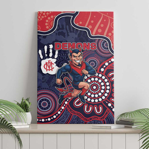 Demons Football Canvas Wall Art Aboriginal Dot Art Pattern