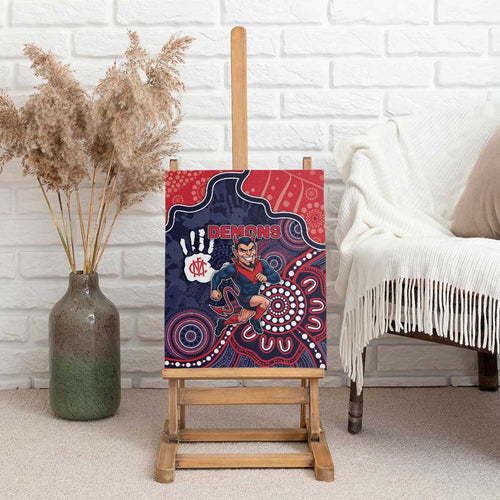Demons Football Canvas Wall Art Aboriginal Dot Art Pattern