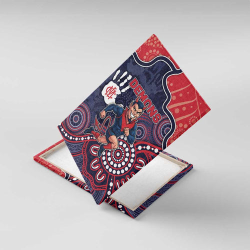 Demons Football Canvas Wall Art Aboriginal Dot Art Pattern
