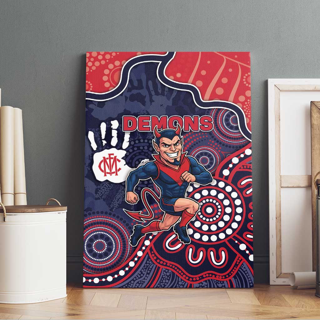 Demons Football Canvas Wall Art Aboriginal Dot Art Pattern