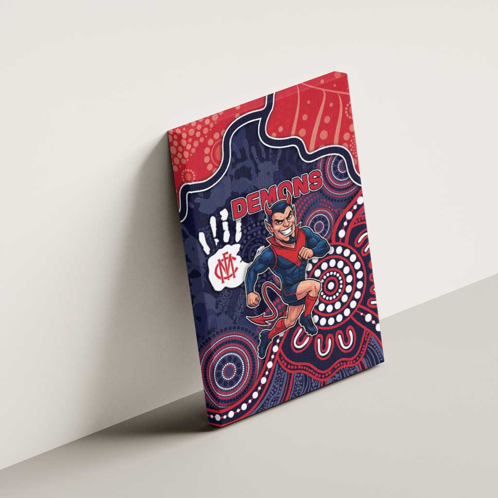Demons Football Canvas Wall Art Aboriginal Dot Art Pattern