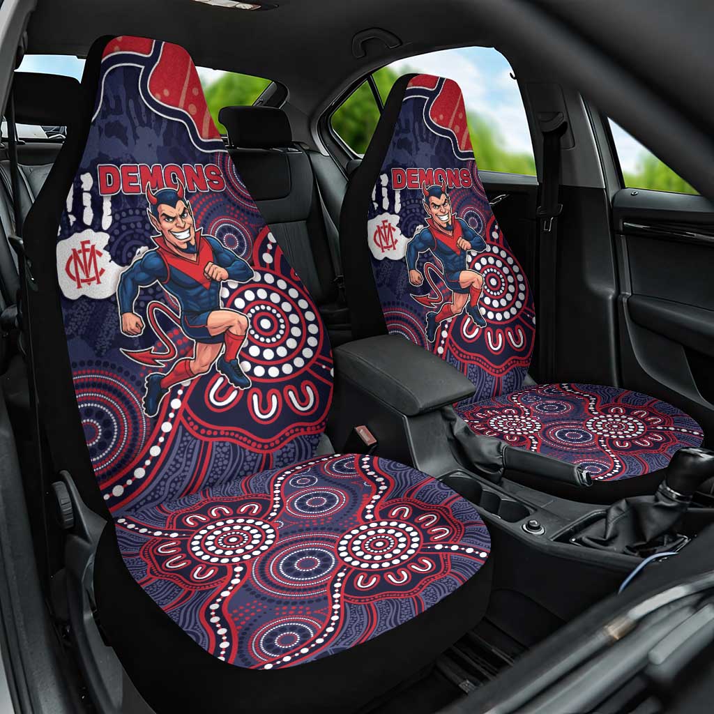 Demons Football Car Seat Cover Aboriginal Dot Art Pattern
