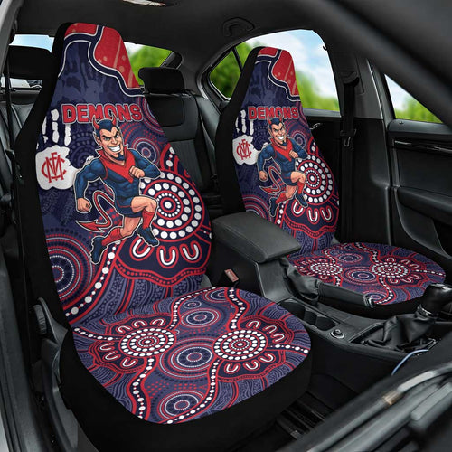 Demons Football Car Seat Cover Aboriginal Dot Art Pattern