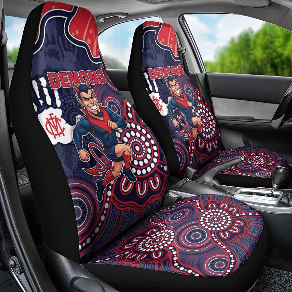 Demons Football Car Seat Cover Aboriginal Dot Art Pattern
