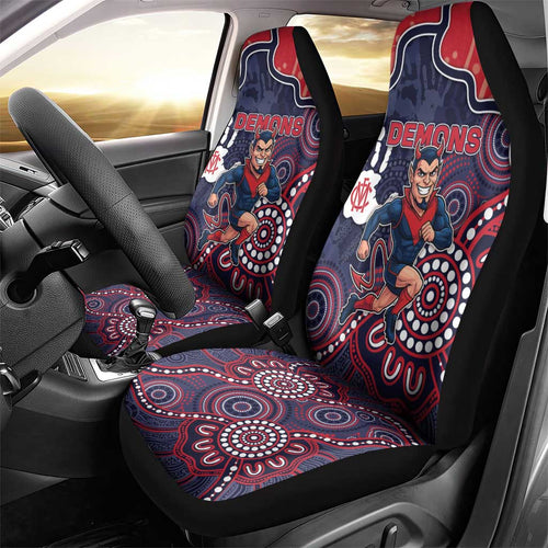Demons Football Car Seat Cover Aboriginal Dot Art Pattern