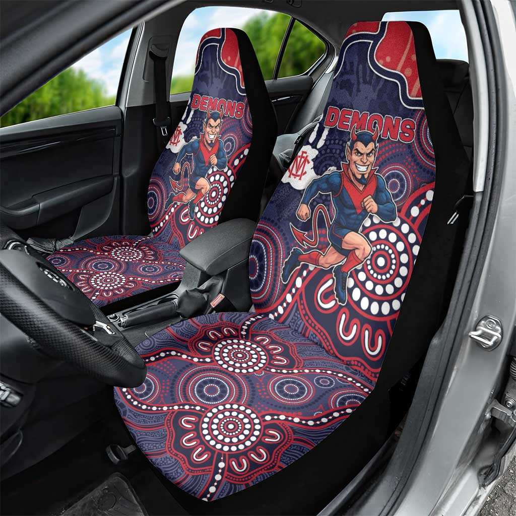 Demons Football Car Seat Cover Aboriginal Dot Art Pattern
