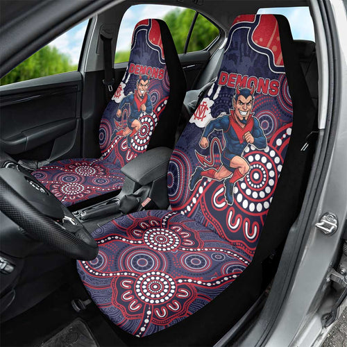 Demons Football Car Seat Cover Aboriginal Dot Art Pattern