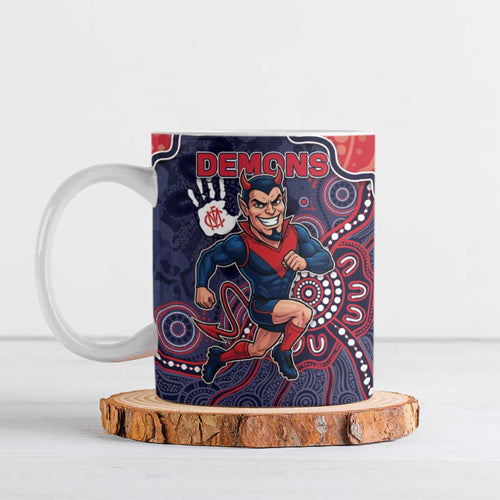Custom Demons Football Ceramic Mug Aboriginal Dot Art Pattern