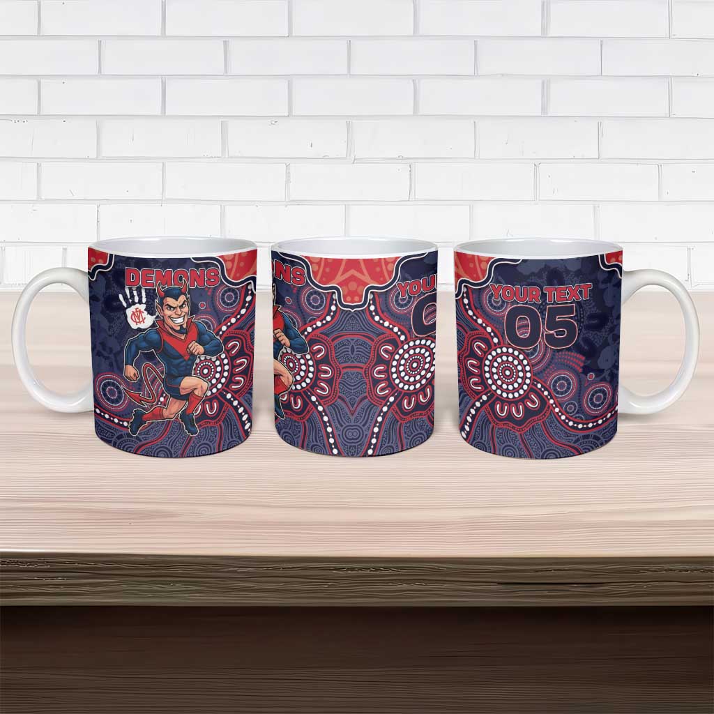 Custom Demons Football Ceramic Mug Aboriginal Dot Art Pattern