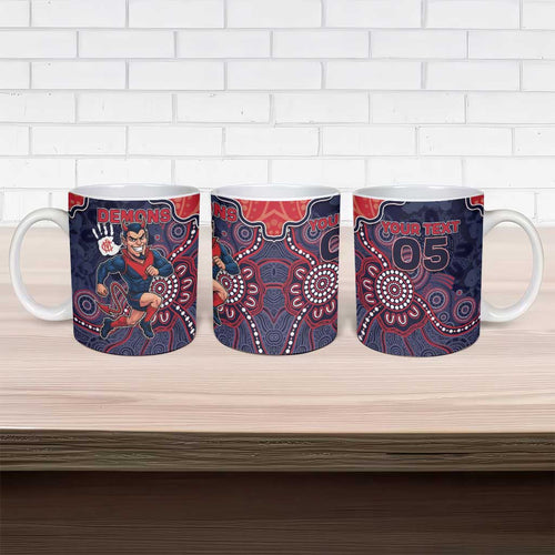 Custom Demons Football Ceramic Mug Aboriginal Dot Art Pattern
