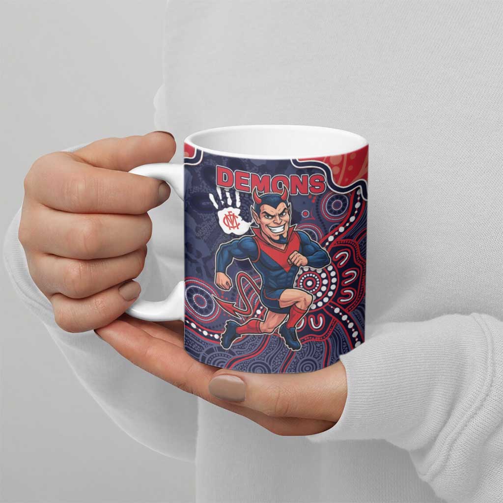 Custom Demons Football Ceramic Mug Aboriginal Dot Art Pattern