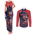Custom Demons Football Couples Matching Tank Maxi Dress and Long Sleeve Button Shirt Aboriginal Dot Art Pattern