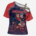 Custom Demons Football Cross Shoulder Shirt Aboriginal Dot Art Pattern