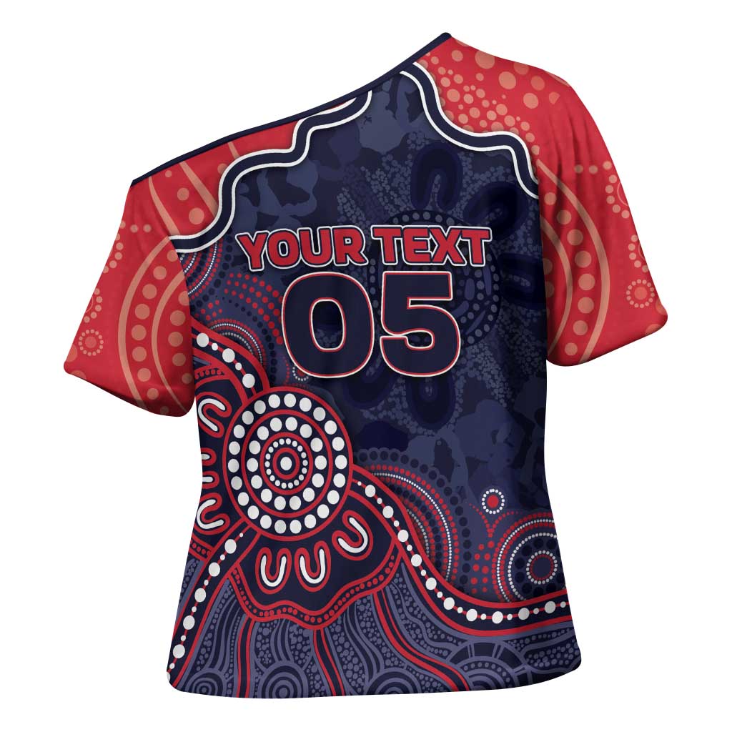 Custom Demons Football Cross Shoulder Shirt Aboriginal Dot Art Pattern
