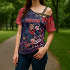 Custom Demons Football Cross Shoulder Shirt Aboriginal Dot Art Pattern
