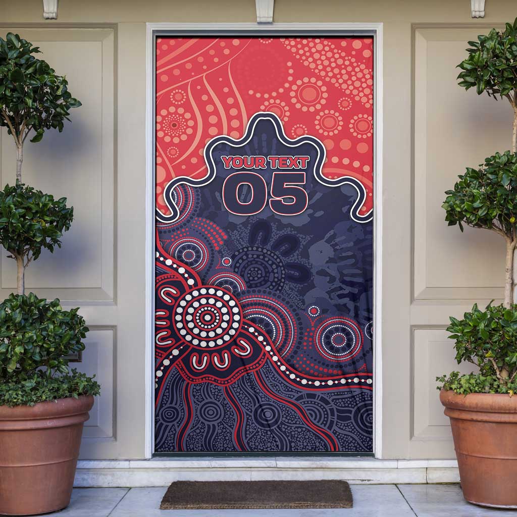 Custom Demons Football Door Cover Aboriginal Dot Art Pattern