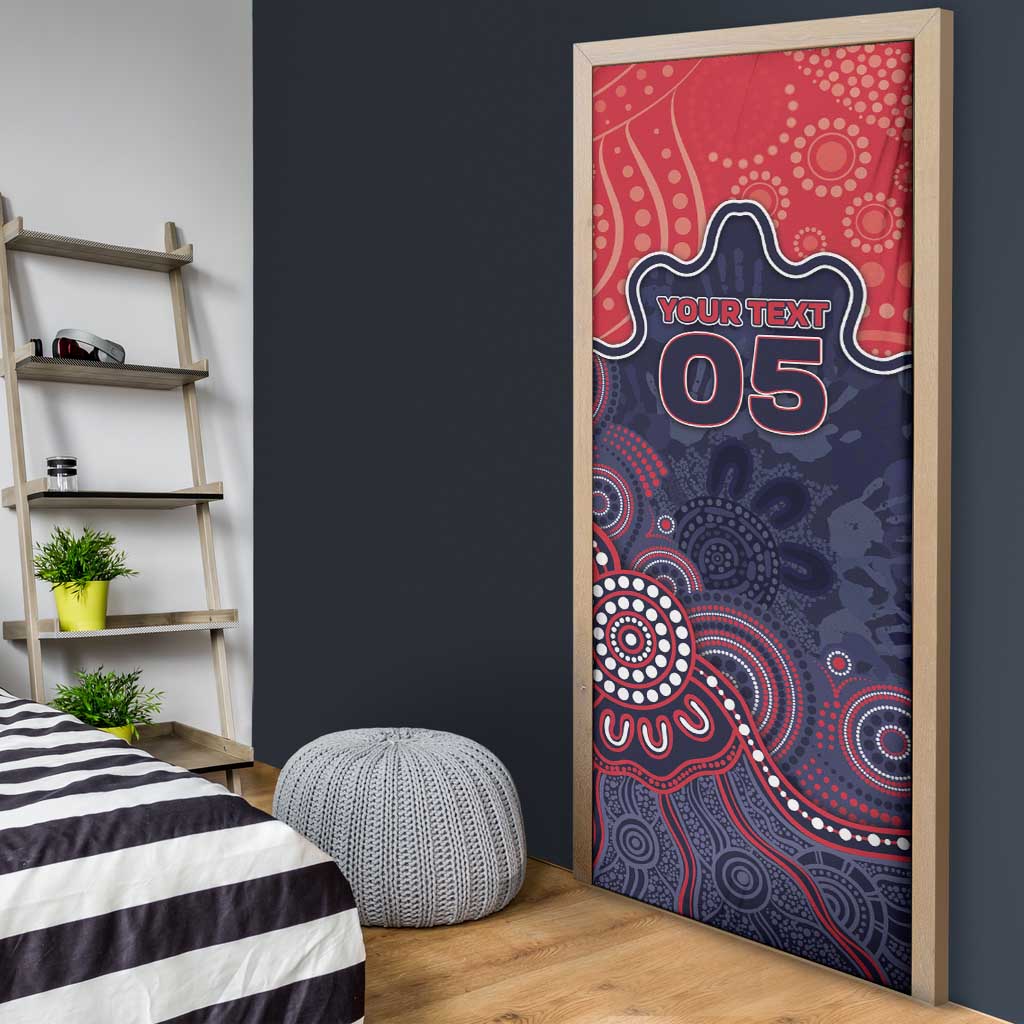 Custom Demons Football Door Cover Aboriginal Dot Art Pattern