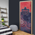 Custom Demons Football Door Cover Aboriginal Dot Art Pattern